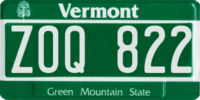 VT license plate ZOQ822
