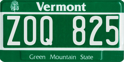 VT license plate ZOQ825