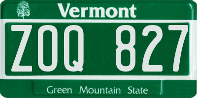 VT license plate ZOQ827