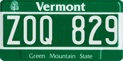 VT license plate ZOQ829
