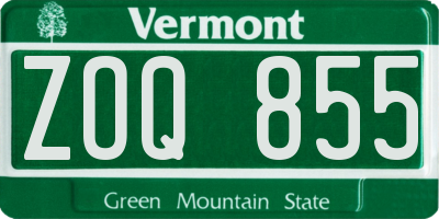 VT license plate ZOQ855