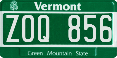 VT license plate ZOQ856