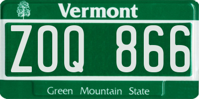 VT license plate ZOQ866