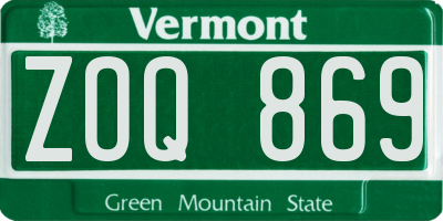 VT license plate ZOQ869