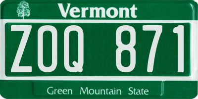 VT license plate ZOQ871