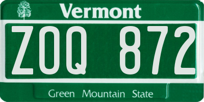 VT license plate ZOQ872
