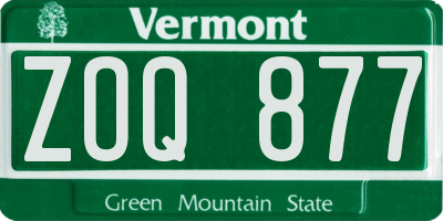 VT license plate ZOQ877