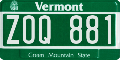 VT license plate ZOQ881
