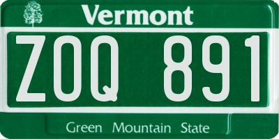 VT license plate ZOQ891