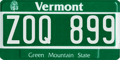 VT license plate ZOQ899
