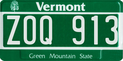 VT license plate ZOQ913
