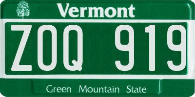 VT license plate ZOQ919