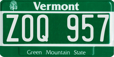 VT license plate ZOQ957