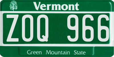 VT license plate ZOQ966