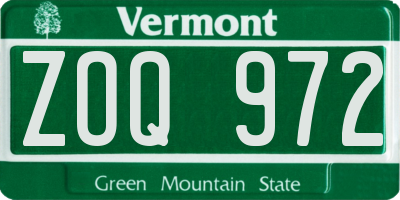 VT license plate ZOQ972