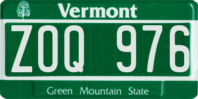 VT license plate ZOQ976