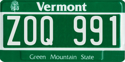 VT license plate ZOQ991