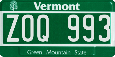 VT license plate ZOQ993