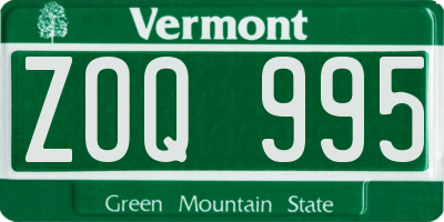 VT license plate ZOQ995