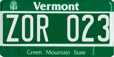 VT license plate ZOR023