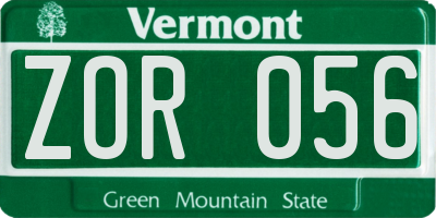 VT license plate ZOR056