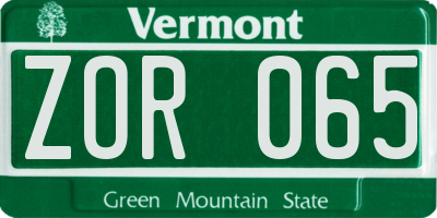 VT license plate ZOR065