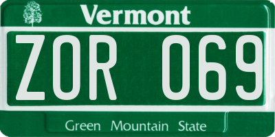 VT license plate ZOR069