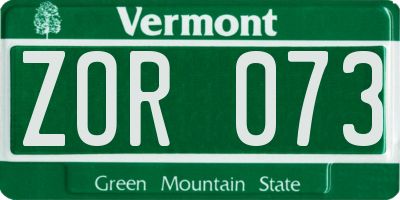 VT license plate ZOR073