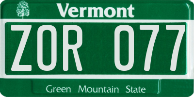 VT license plate ZOR077