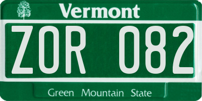 VT license plate ZOR082