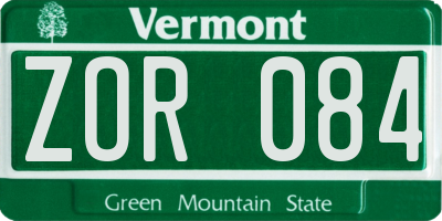 VT license plate ZOR084