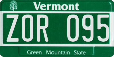 VT license plate ZOR095