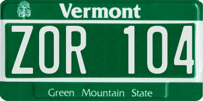 VT license plate ZOR104