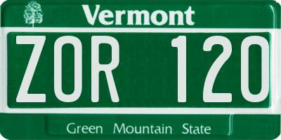 VT license plate ZOR120