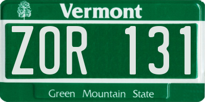 VT license plate ZOR131