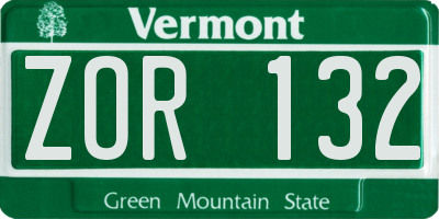 VT license plate ZOR132