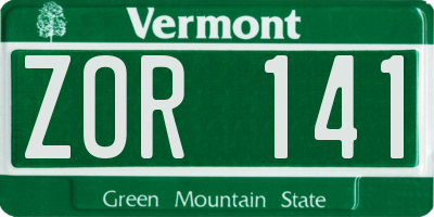 VT license plate ZOR141