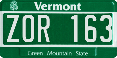 VT license plate ZOR163