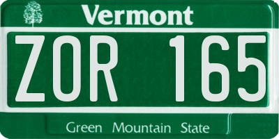 VT license plate ZOR165