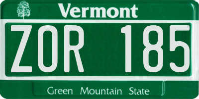 VT license plate ZOR185