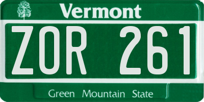 VT license plate ZOR261