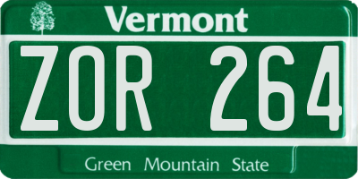 VT license plate ZOR264