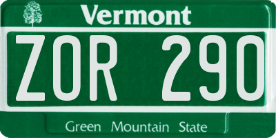 VT license plate ZOR290