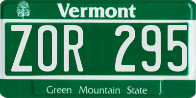 VT license plate ZOR295