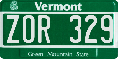 VT license plate ZOR329