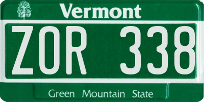 VT license plate ZOR338