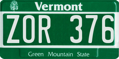 VT license plate ZOR376