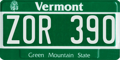 VT license plate ZOR390