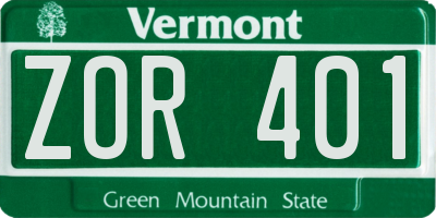 VT license plate ZOR401