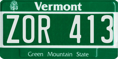 VT license plate ZOR413